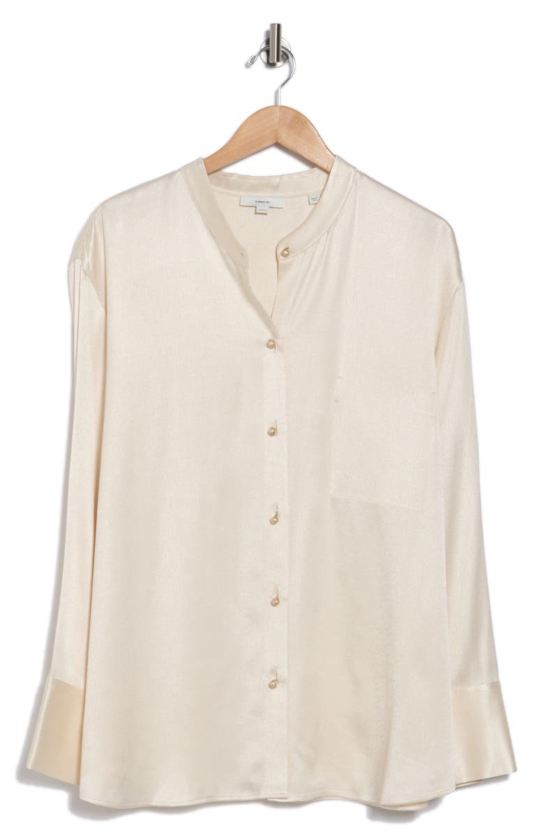 Vince Relaxed Band Collar Button-Up Shirt, Alternate, color, Pampas
