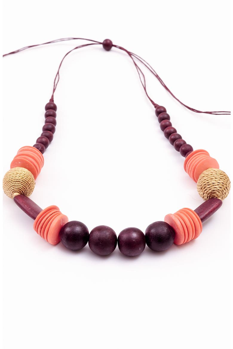 Bombon Wooden Necklace, Alternate, color, Burgundy & Gold