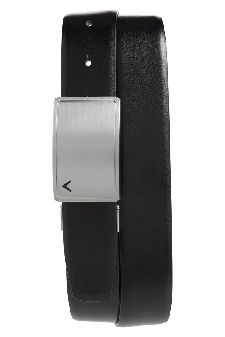 Calloway Plaque Leather Belt, Alternate, color, WHITE