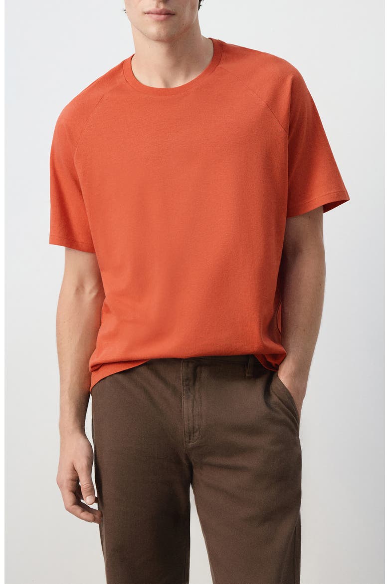 Relaxed Fit Cotton & Linen T-Shirt, Main, color, MEDIUM PINK