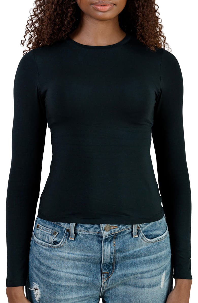 NOOD Everyday Elevated Long Sleeve Crewneck T-Shirt, Main, color, Black