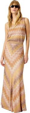 Missoni Viscose Lamé Snake-pattern Long Skirt