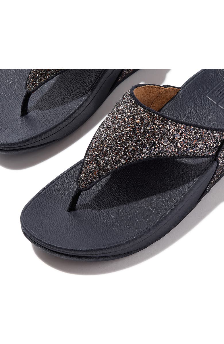 FitFlop Lulu Glitter Post Toe Wedge Sandal, Alternate, color, Midnight Navy Mix