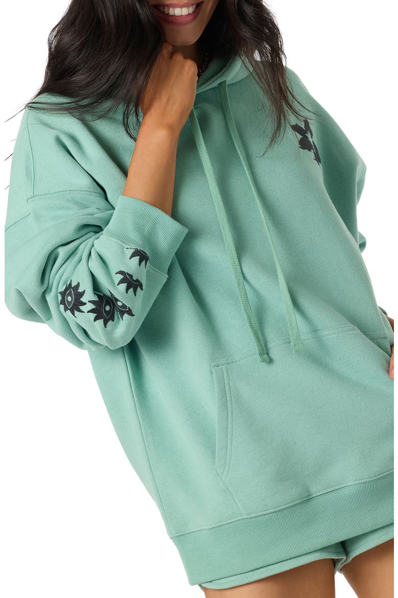 Tropic Melt Oversize Cotton Blend Hoodie, Alternate, color, GREEN