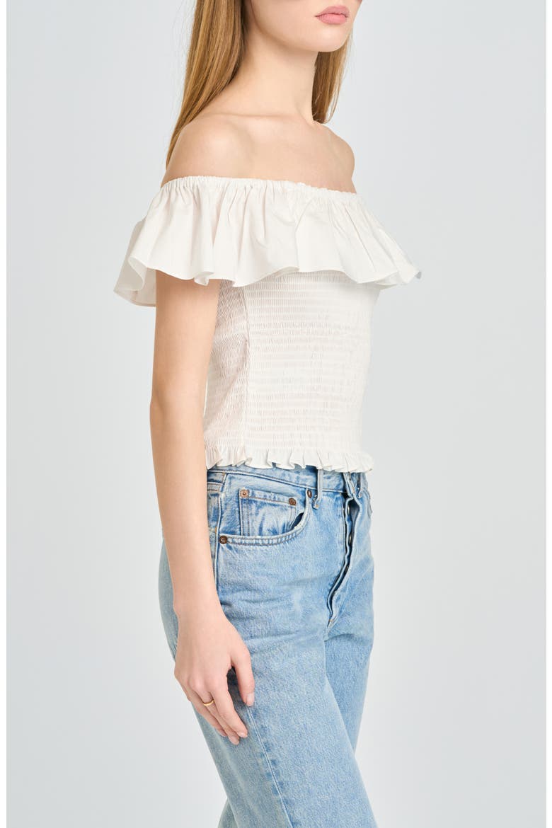 Delilah Shirred Off the Shoulder Top, Alternate, color, IVORY