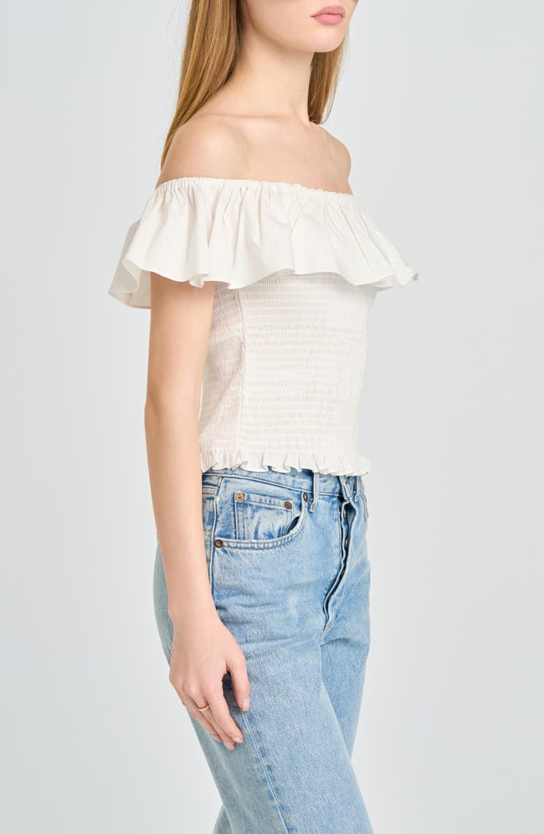 WAYF Delilah Shirred Off the Shoulder Top, Alternate, color, Ivory