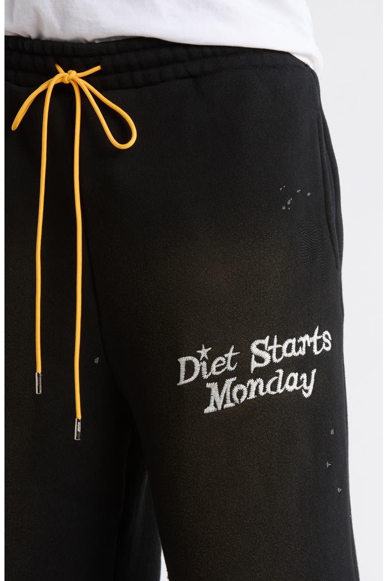 Logo Print Distressed Drawstring Shorts (Nordstrom Exclusive), Alternate, color, VINTAGE BLACK