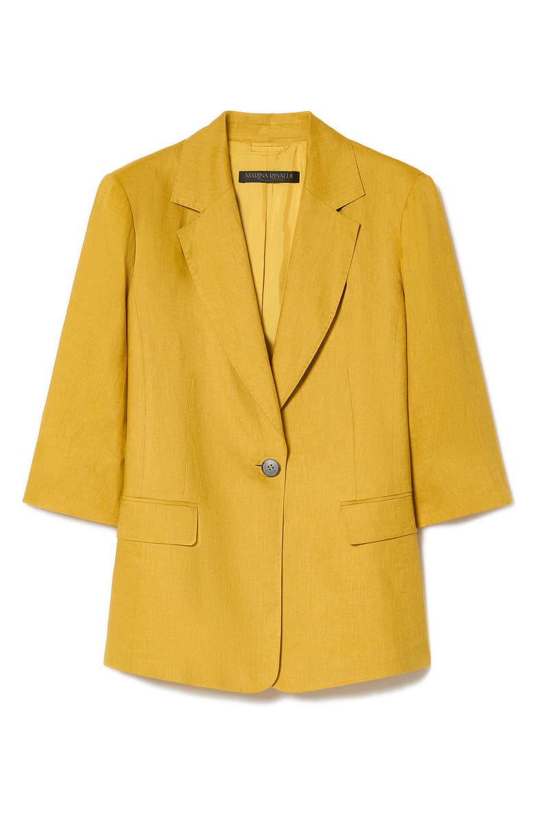 Marina Rinaldi Abadel One Button Linen Blazer, Alternate, color, Honey