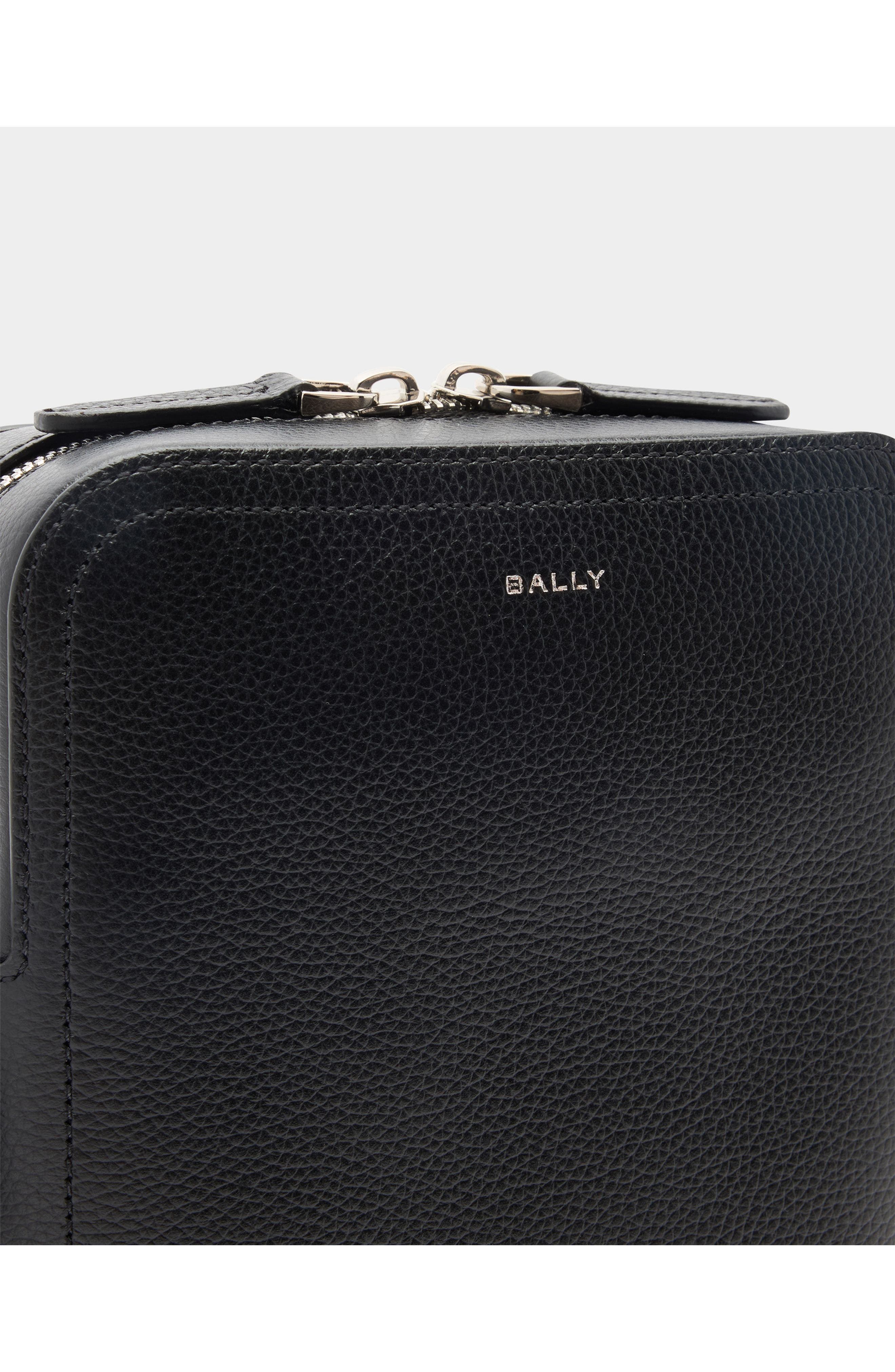 Bally Capitol Crossbody Bag in Grained Bovine Leather, Alternate, color, Black+Palladio