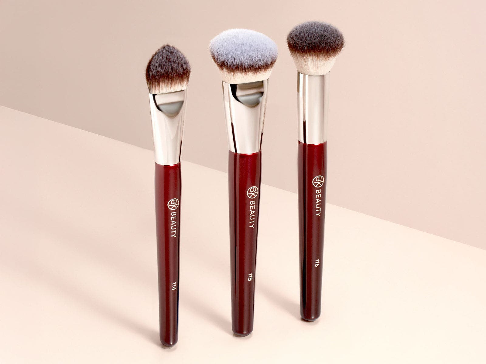 Bk Beauty Core Complexion Trio Brush Set In Burgundy