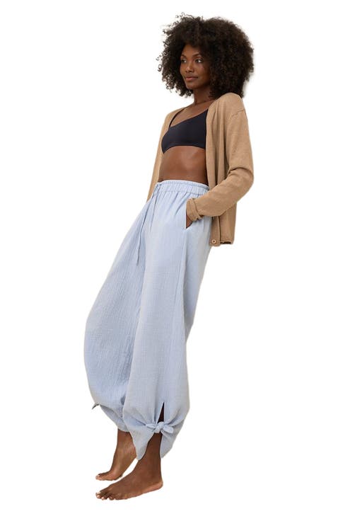 Organic Cotton Coastal Double Gauze Split Hem Pant