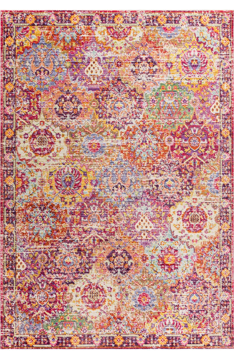 JONATHAN Y Flori Bohemian Medallion Deep Fuchsia Area Rug, Main, color, Deep Fuchsia