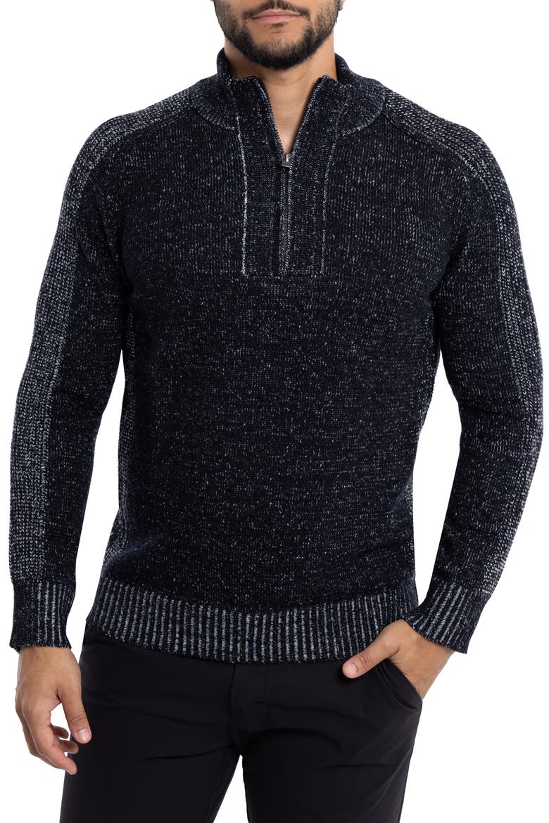 Quarter Zip Marble Knit Sweater, Main, color, NAVY MARBLE