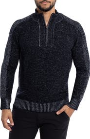 XRAY Quarter Zip Marble Knit Sweater