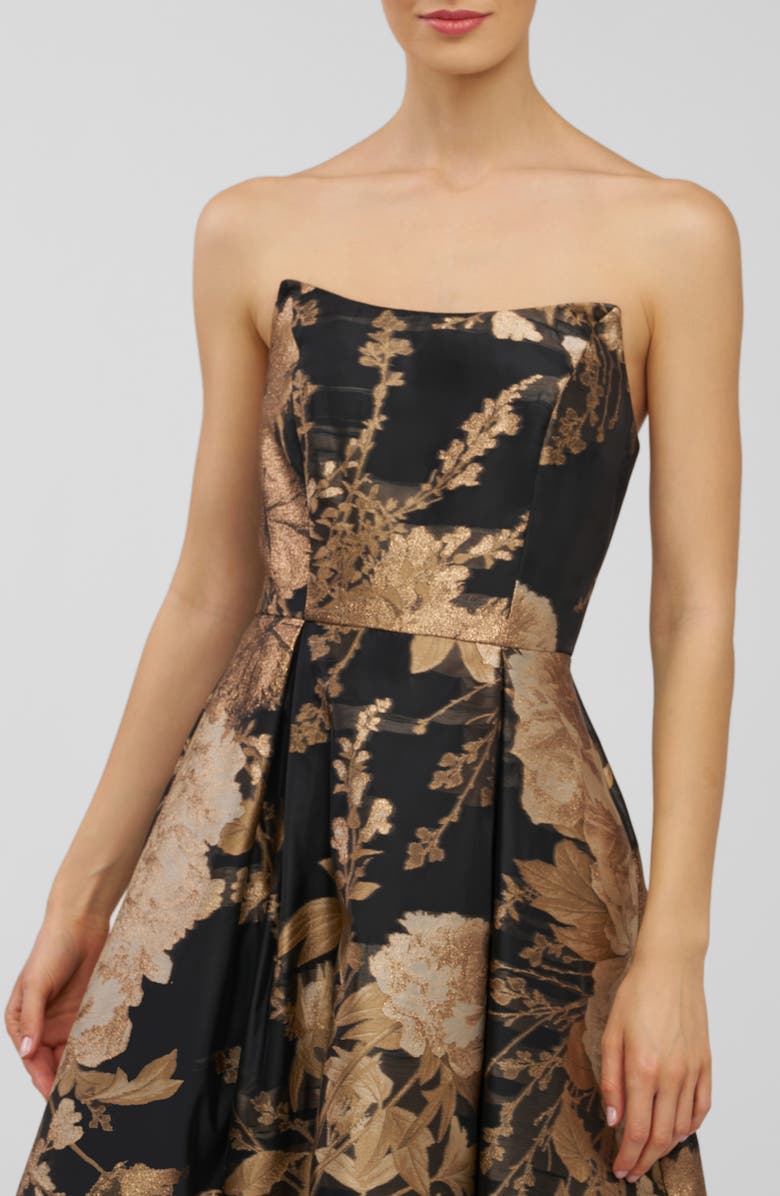 Kay Unger Willow Metallic Strapless Gown, Alternate, color, Black/ Gold