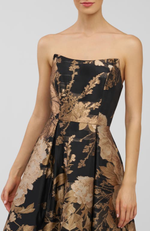 Kay Unger Willow Metallic Strapless Gown In Multi