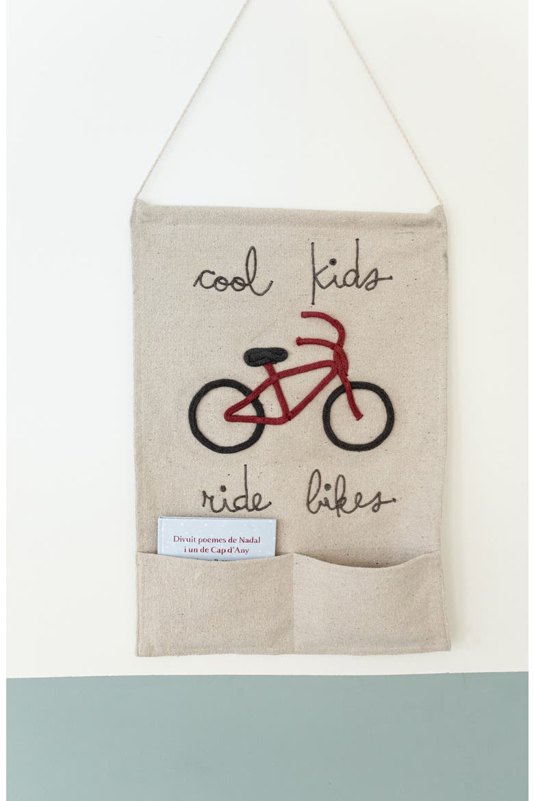 Cool Kids Pocket Canvas Wall Hanging, Alternate, color, NATURAL DARK GREY DARK RED