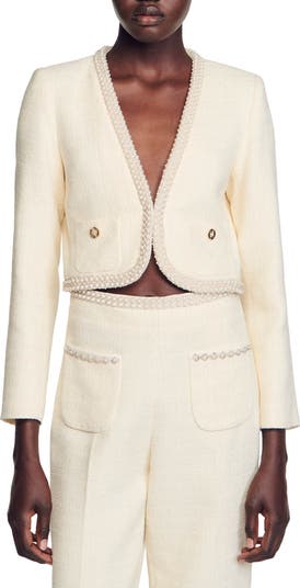 SANDRO Cropped tweed jacket | Nordstrom