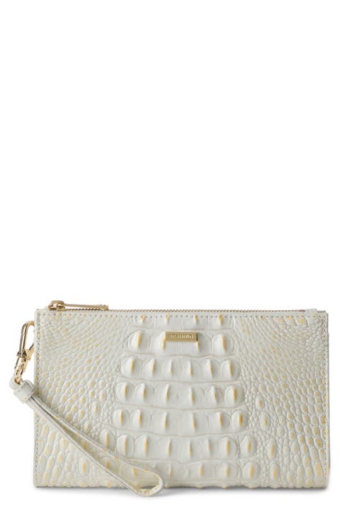 Daisy Croc Embossed Leather Wristlet