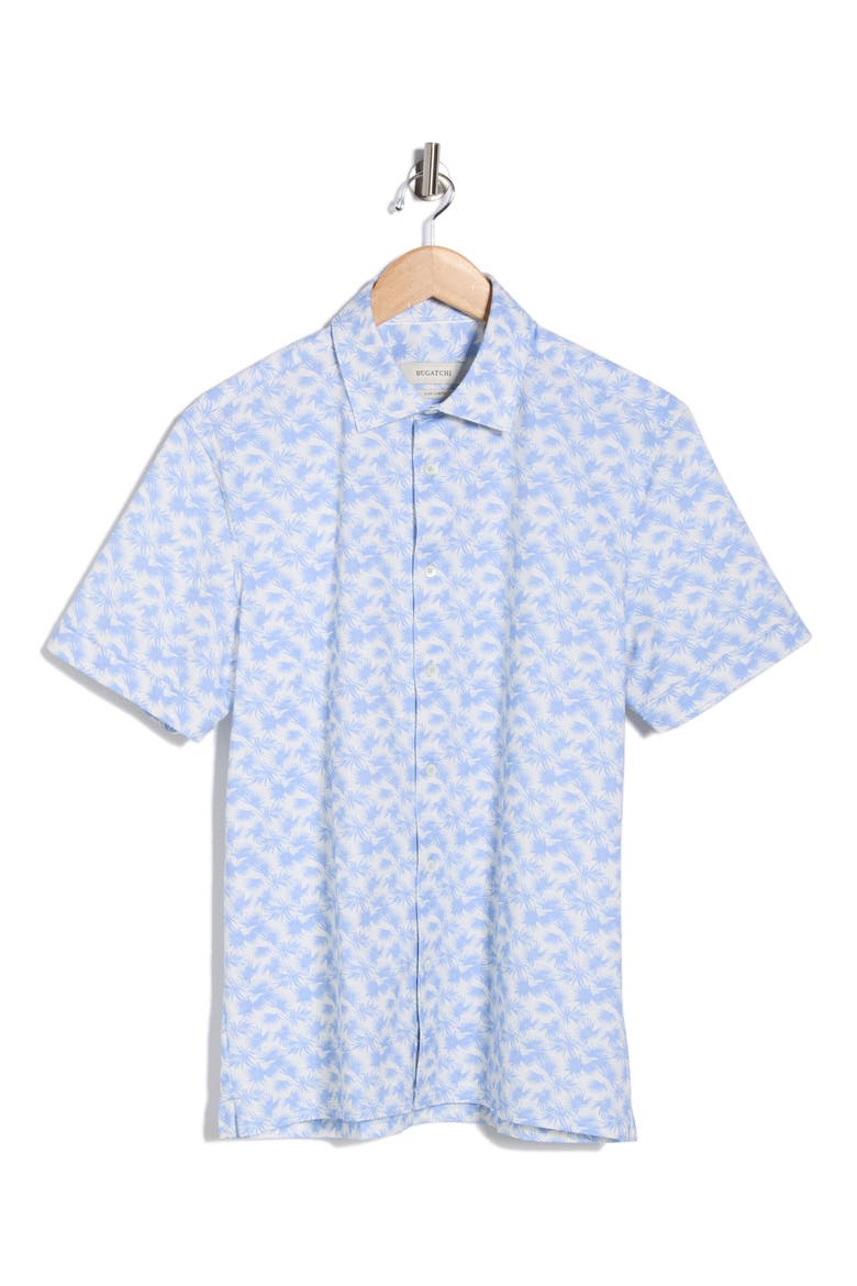 Short Sleeve Woven Button-Up Shirt, Alternate, color, RIVIERA