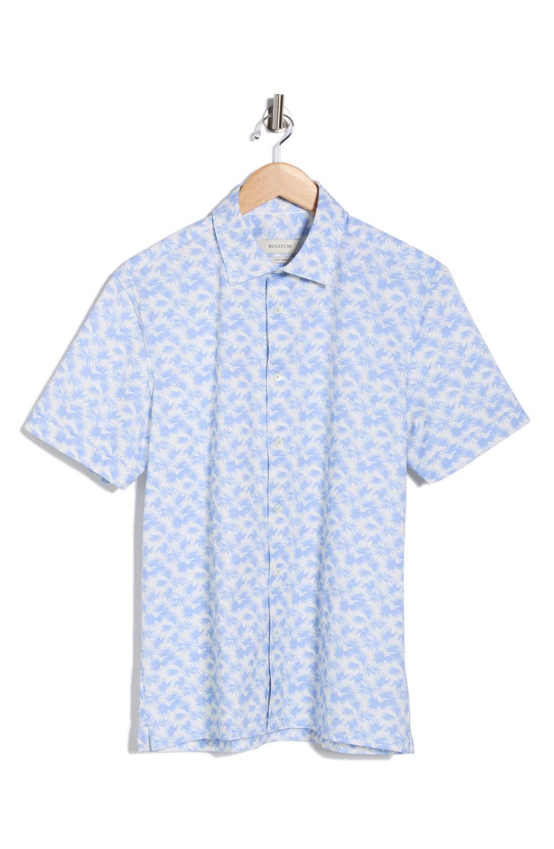 Bugatchi Short Sleeve Woven Button-Up Shirt, Main, color, Riviera
