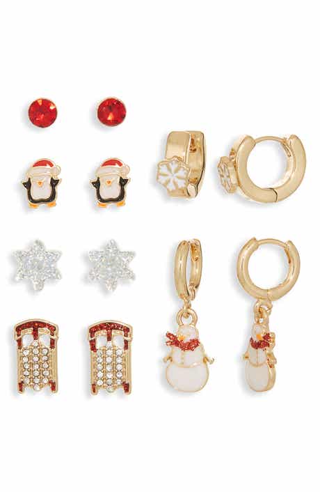 Leith Pack of 6 Festive Snow Earrings