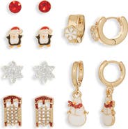 Leith Pack of 6 Festive Snow Earrings