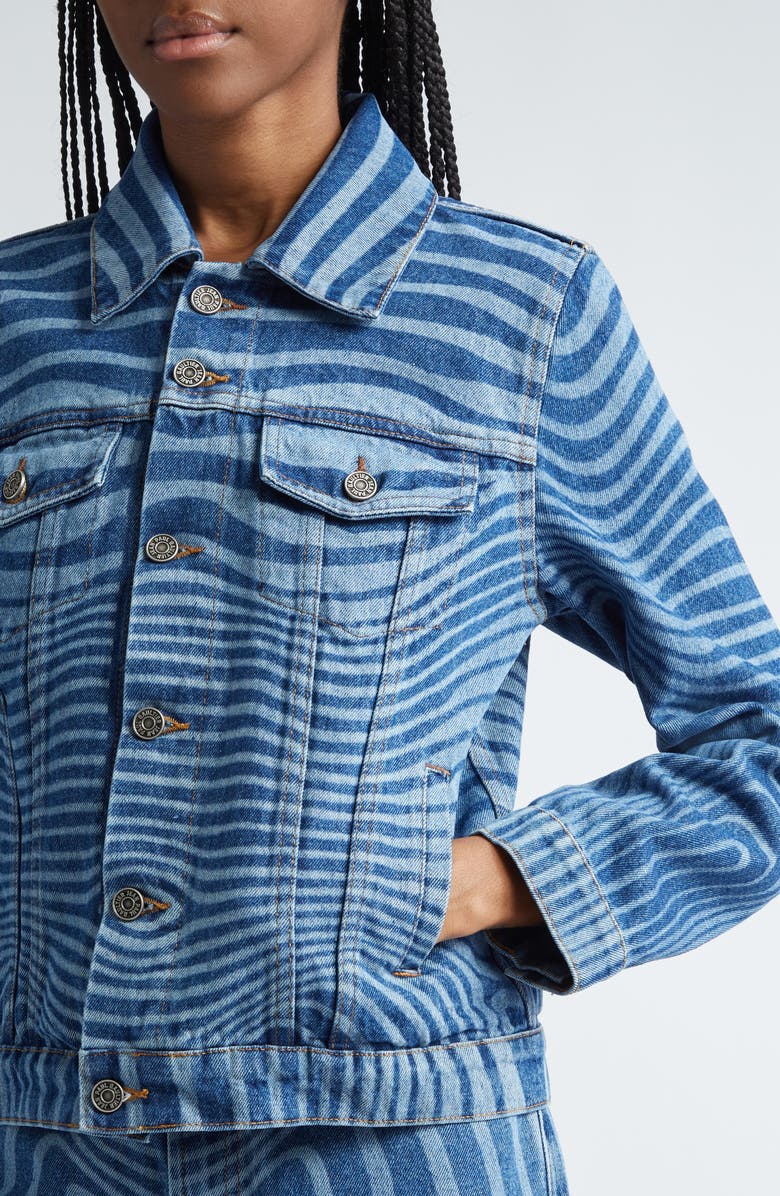 Jean Paul Gaultier Body Morph Trompe l'Oeil Denim Trucker Jacket, Alternate, color, 