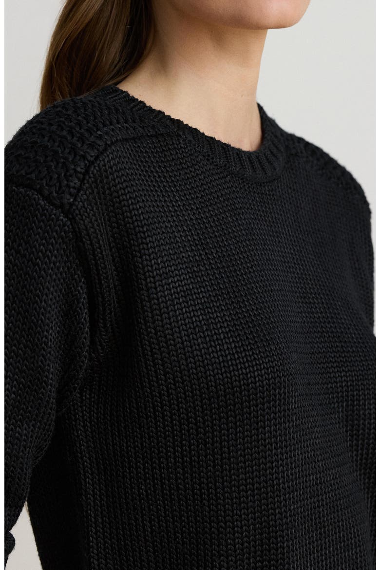 Crewneck Dropped Shoulder Sweater, Alternate, color, BLACK