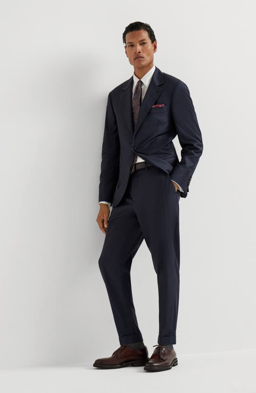 Brunello Cucinelli Straight-leg Pleated Wool-flannel Trousers In Blue