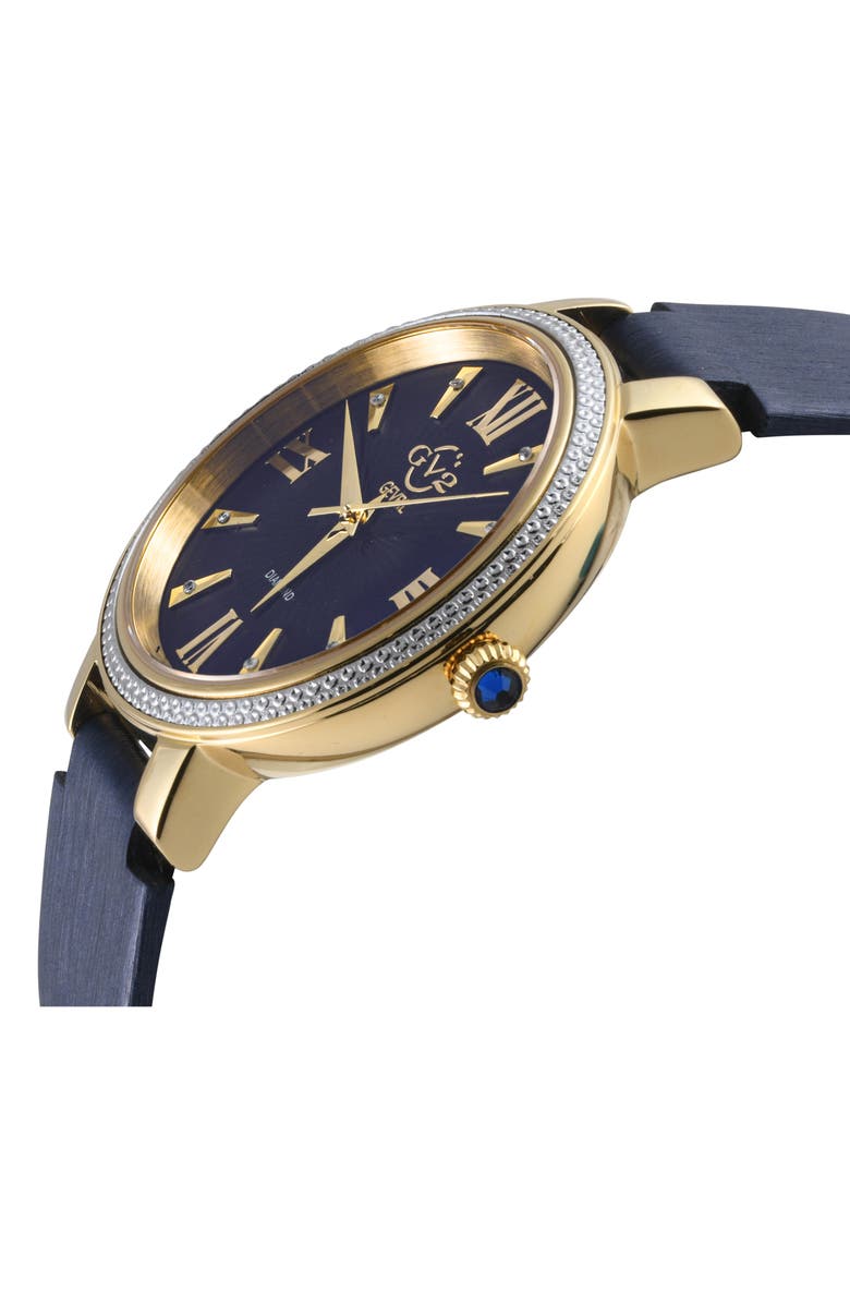 GV2 Women's Genoa Diamond Dial Leather Strap Watch, 37mm, Alternate, color, Blue