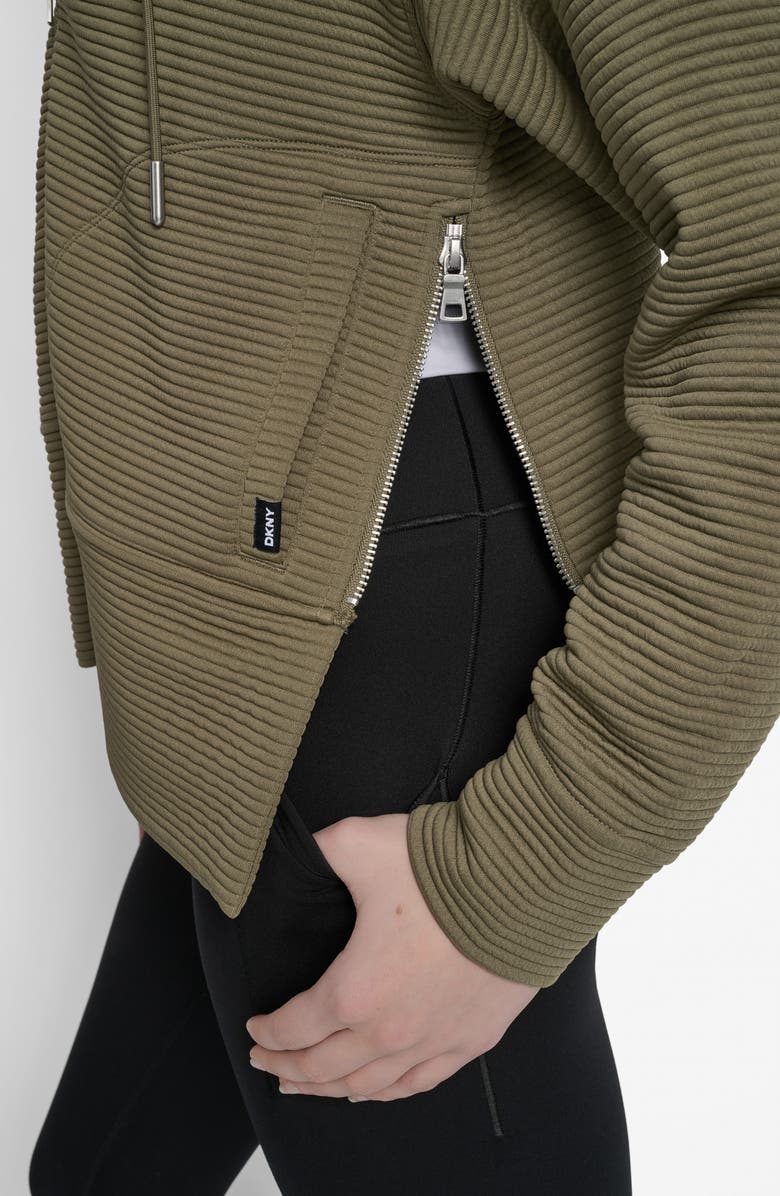 DKNY Tech Ottoman Zip Hoodie, Alternate, color, Utility Gr