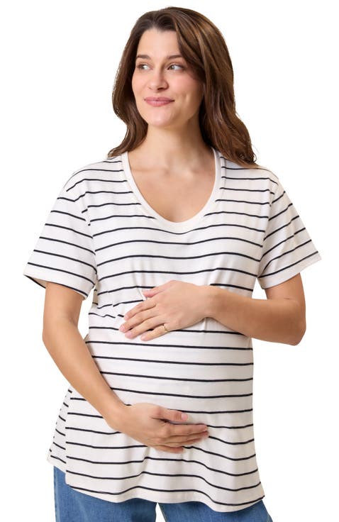Relaxed Cotton Scoop Neck Maternity & Nursing Tee
