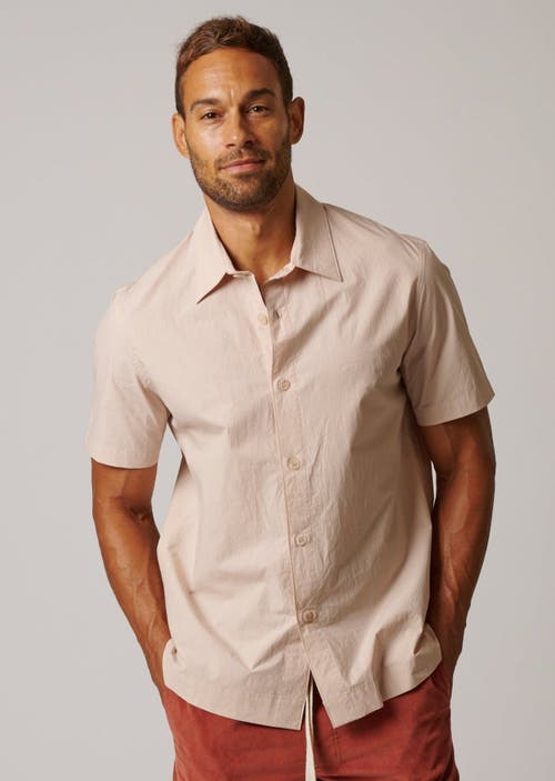 Leisure Lab Short Sleeve Cotton Button Up In Coral