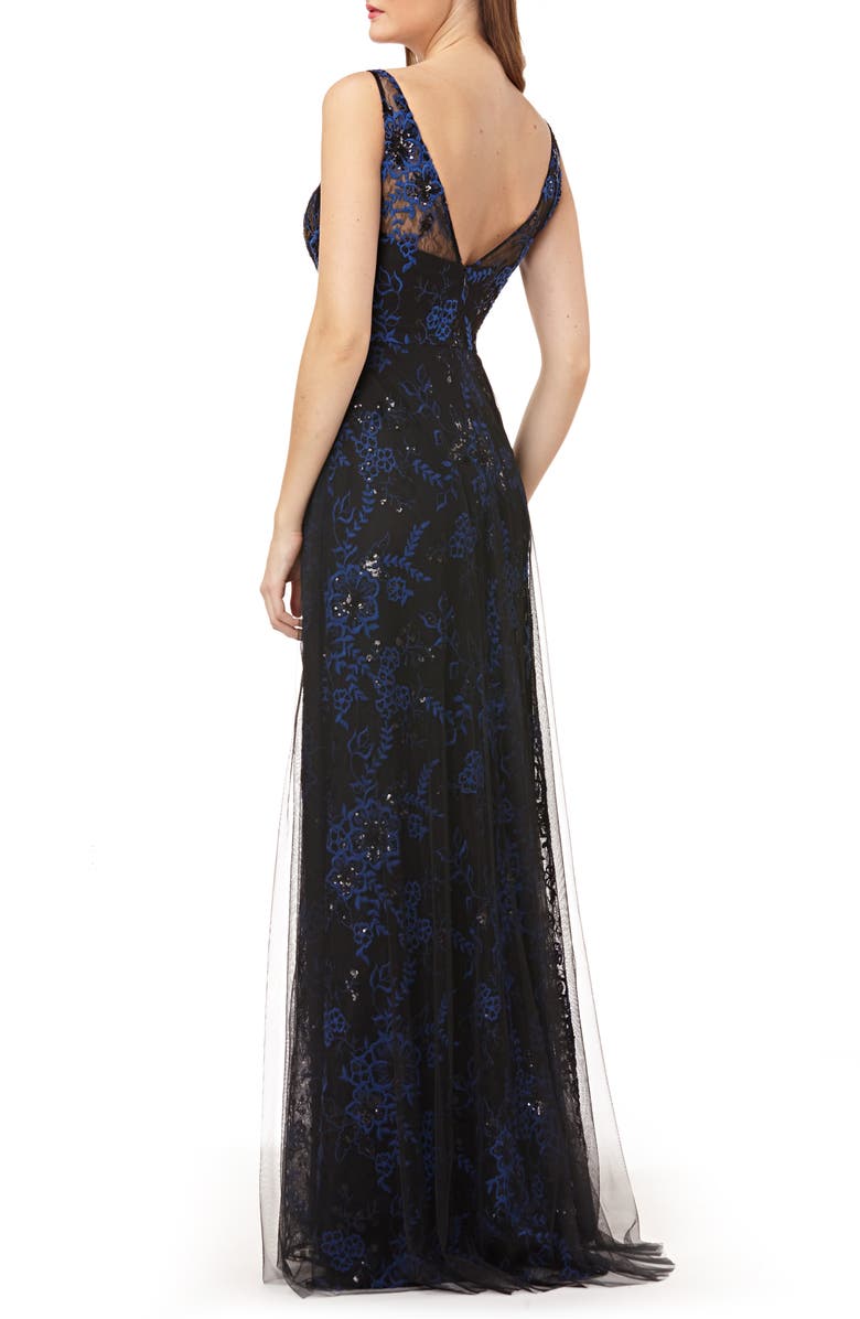 Carmen Marc Valvo Infusion Sequin Threadwork Gown, Alternate, color,