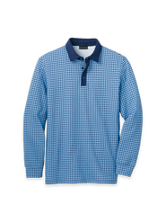 Paul Fredrick Long Sleeve Cotton Jersey 3-Button Polo With Patterned Trim