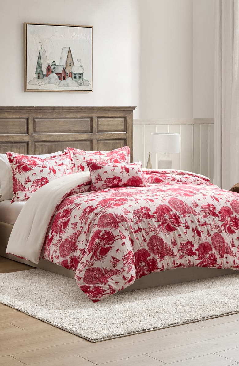 Hallmark Red Toile Comforter Set, Main, color, Red-White