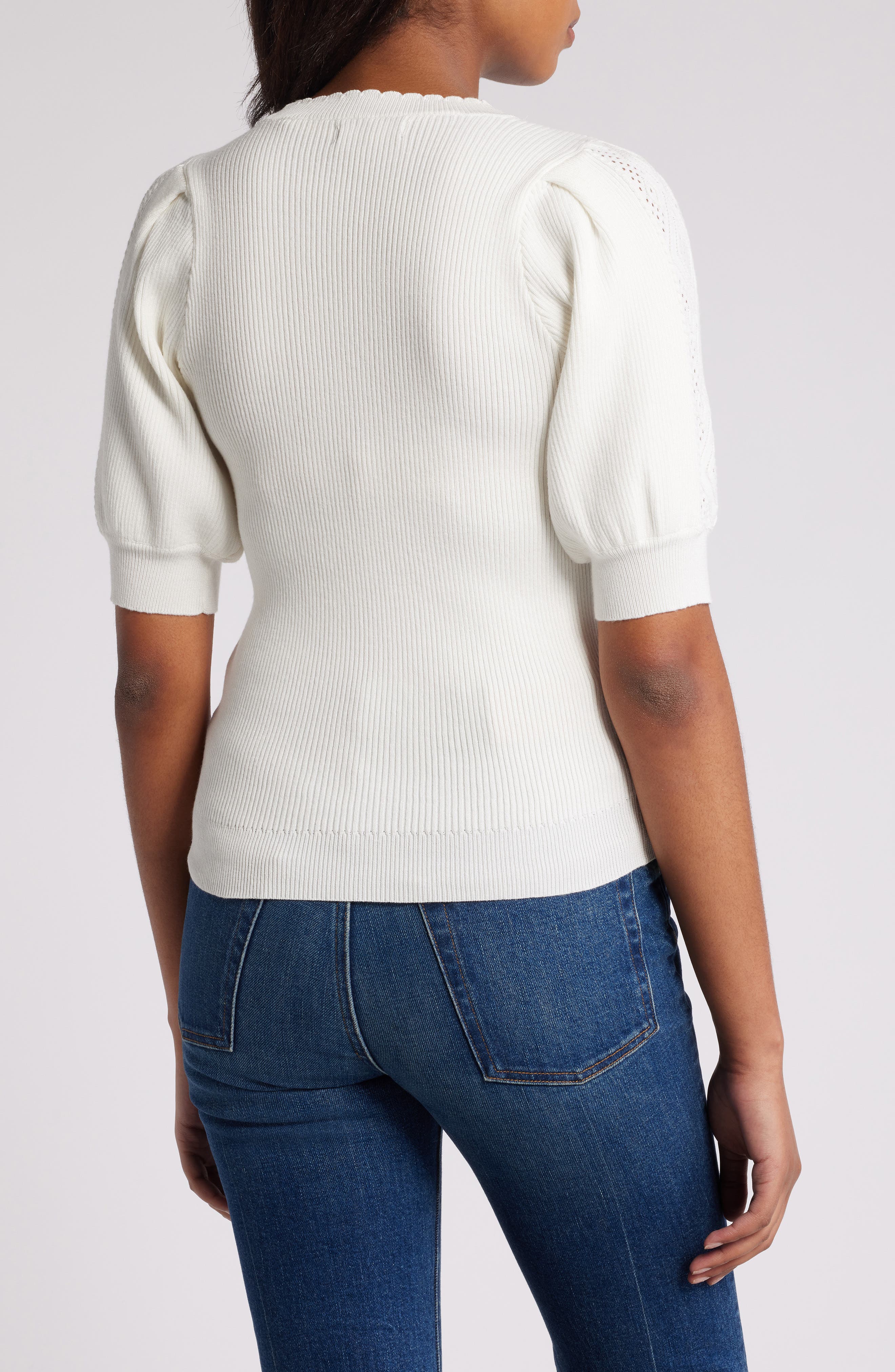 Short Sleeve Rib Sweater - image 4