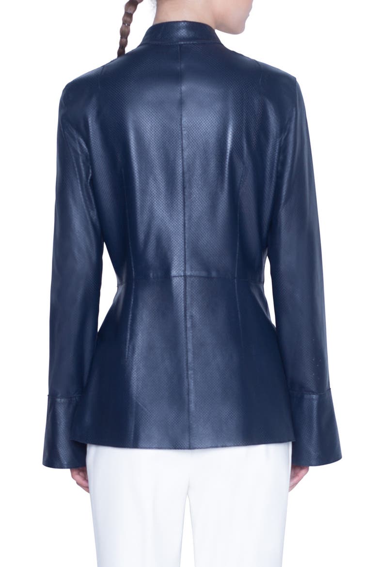 Perforated Leather Peplum Top, Alternate, color, NIGHT SKY
