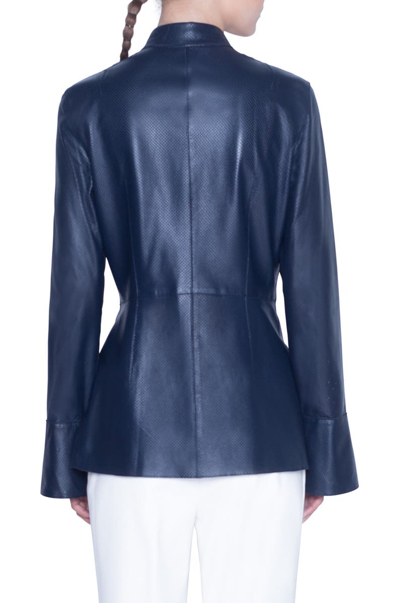 Akris punto Perforated Leather Peplum Top, Alternate, color, 