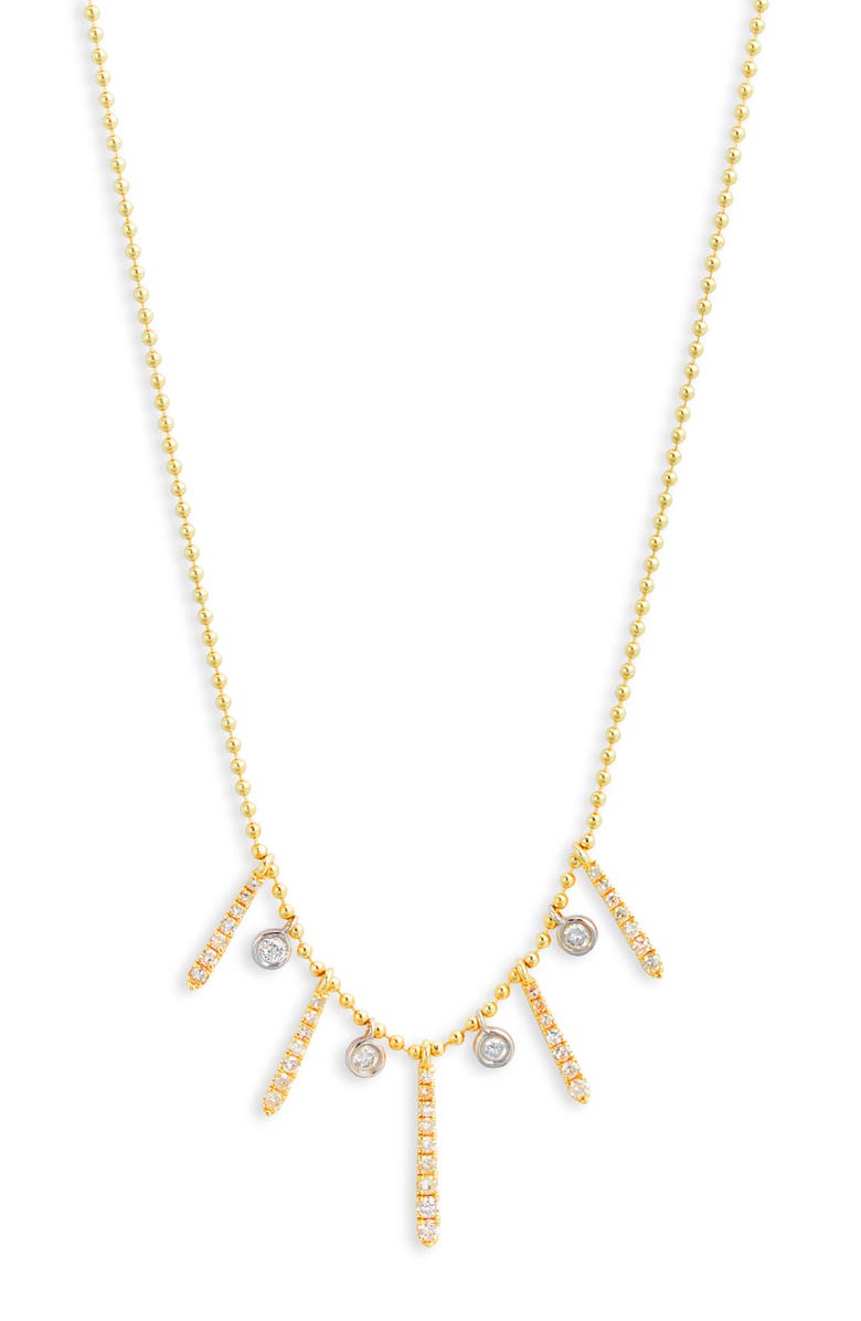 Meira T Diamond Charms Ball Chain Necklace, Main, color, Two Toned Yellow Gold