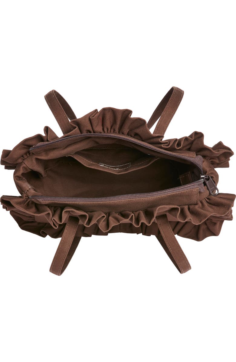 Baggy London Ruffle Twill Bowler Bag, Alternate, color, Brown