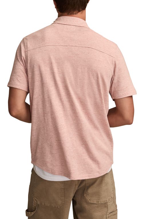 Lucky Brand Slub Knit Short Sleeve Cotton Blend Button-up Shirt In Pink