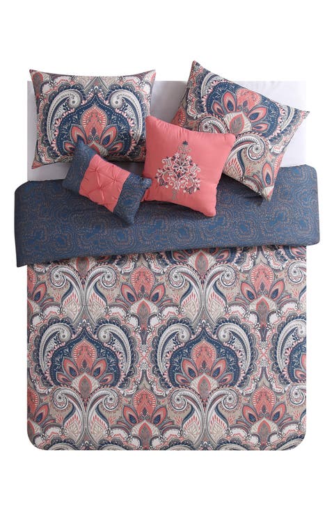 Damask Reversible Comforter Set - Full/Queen