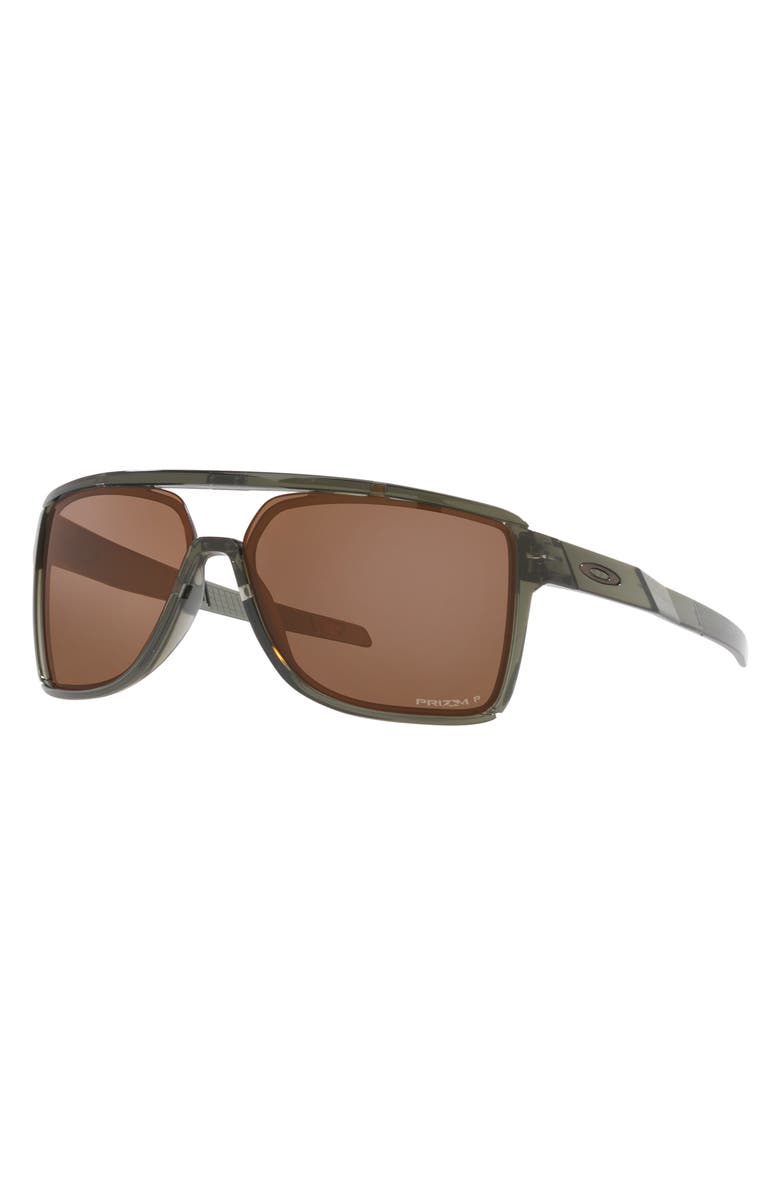 Oakley Castel 63mm Prizm<sup>™</sup> Polarized Oversize Rectangular Sunglasses, Alternate, color, Olive