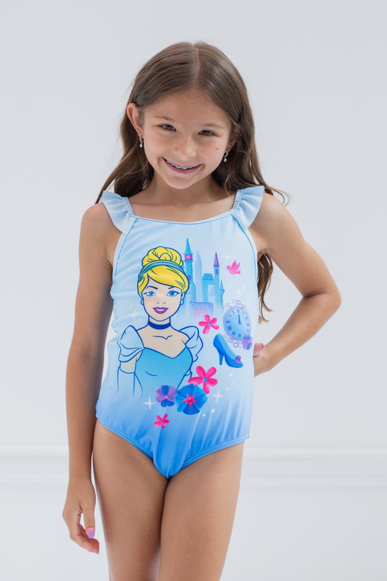 Princess One-Piece Bathing Suit, Alternate, color, Cinderella Blue Ombre