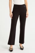 T Tahari Faux Leather Trim Flare Leg Pants