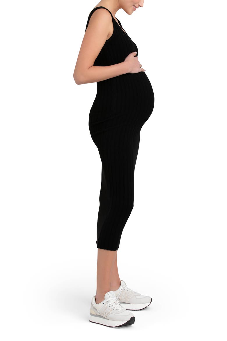 Faye Rib Maternity Dress, Alternate, color, BLACK