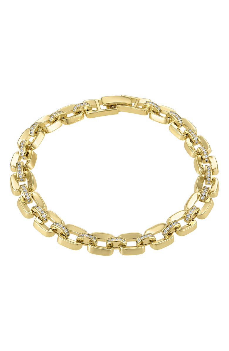FZN Cubic Zirconia Link Bracelet, Main, color, Yellow Gold