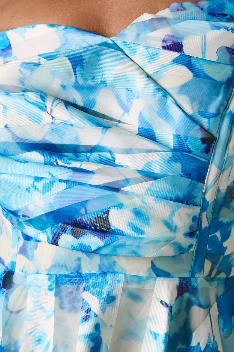 Off-Shoulder Floral Statement Midi Dress, Alternate, color, Blue